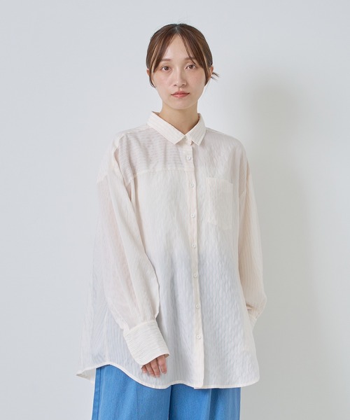 Kelen(ケレン)の「「KELEN / ケレン」シアーストライプシャツ(シャツ/ブラウス・レディース・ライトイエロー/オフホワイト/サックスブルー・S/M)」の1枚目の写真