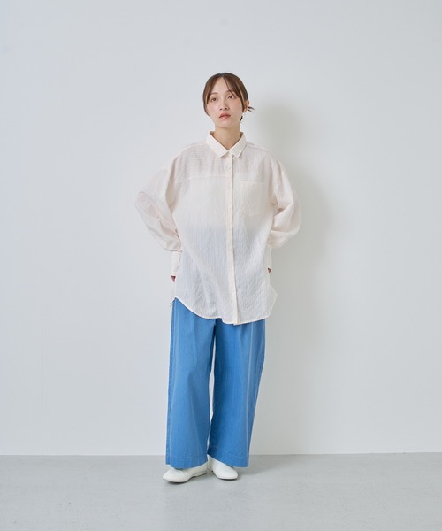 Kelen(ケレン)の「「KELEN / ケレン」シアーストライプシャツ(シャツ/ブラウス・レディース・ライトイエロー/オフホワイト/サックスブルー・S/M)」の13枚目の写真
