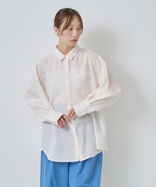 Kelen(ケレン)の「「KELEN / ケレン」シアーストライプシャツ(シャツ/ブラウス・レディース・ライトイエロー/オフホワイト/サックスブルー・S/M)」の14枚目の写真