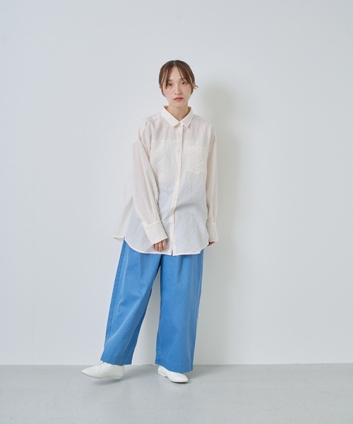 Kelen(ケレン)の「「KELEN / ケレン」シアーストライプシャツ(シャツ/ブラウス・レディース・ライトイエロー/オフホワイト/サックスブルー・S/M)」の21枚目の写真