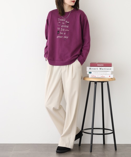 Emago（イマゴ）の「EMAGO ﾛｺﾞ刺繍ﾌﾟﾙｵｰﾊﾞｰ（スウェット・レディース・パープル/アイボリー/ブラック・FREE）」の7枚目の写真