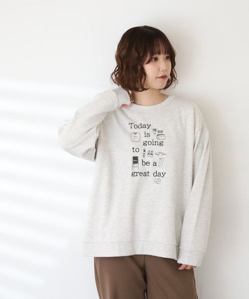 Emago（イマゴ）の「EMAGO ﾛｺﾞ刺繍ﾌﾟﾙｵｰﾊﾞｰ（スウェット・レディース・パープル/アイボリー/ブラック・FREE）」の13枚目の写真