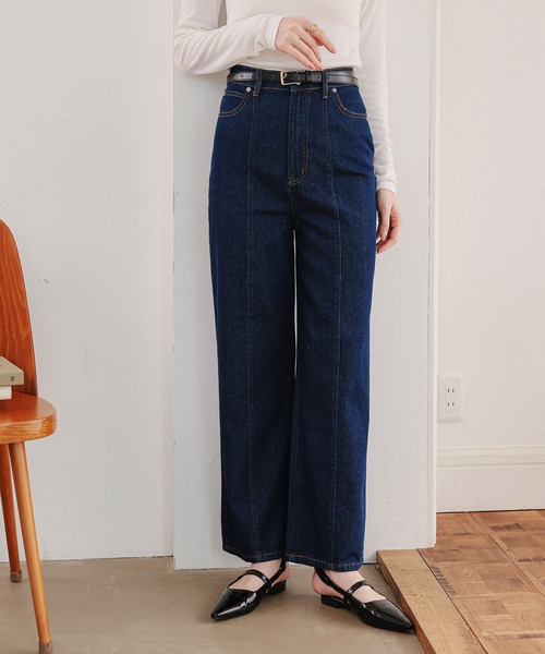 KOBE LETTUCE(コウベレタス)の「ウエスト調整OK骨格ウェーブさんデニムパンツ(デニムパンツ・レディース・ブラック/ブルー/インディゴブルー・L/M/PM)」の5枚目の写真