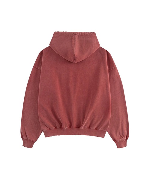 WOKE EDGE ピンクパーカー Washed Thermal Zip Hoodie｜WOKE EDGE｜フーディー