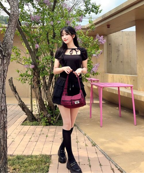 MACNI(マクニ)の「TWO POCKET MINI HOBO BAG RED CHECK(ショルダーバッグ・レディース・その他・FREE)」の10枚目の写真