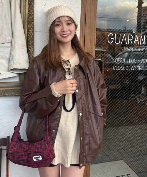 MACNI(マクニ)の「TWO POCKET MINI HOBO BAG RED CHECK(ショルダーバッグ・レディース・その他・FREE)」の11枚目の写真