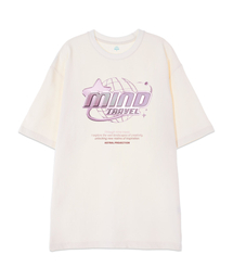[オーバーサイズ]マインドトラベル 13番手 綿 ラウンドネック 半袖Tシャツ_アイボリー