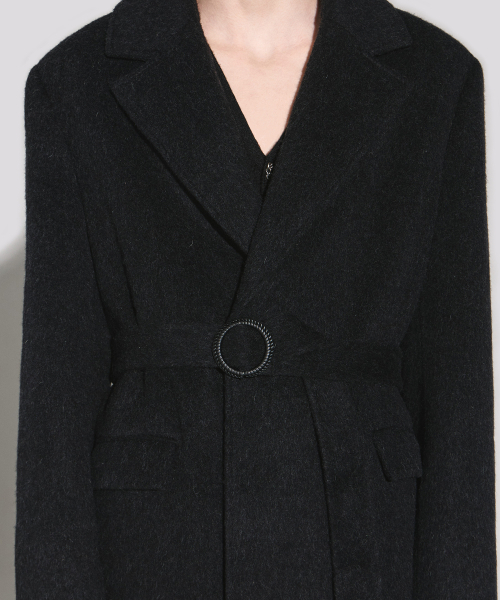 WESLEYHYUSTON(ウェズリーユーストン)の「Rio handmade wool notched half double coat black(チェスターコート・メンズ・その他・MEDIUM/LARGE)」の3枚目の写真