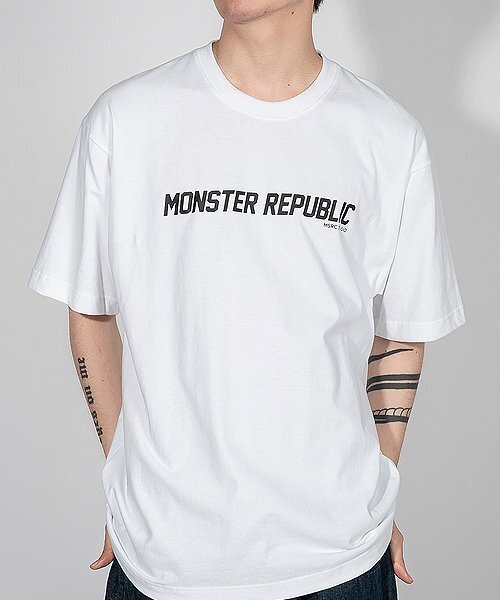 MONSTER REPUBLIC(モンスターリパブリック)の「モンスター ベーシック ロゴ ブラック Tシャツ ホワイト(Tシャツ/カットソー・レディース・その他・SMALL/X-LARGE/MEDIUM/LARGE)」の1枚目の写真