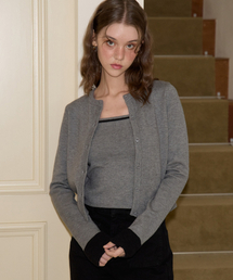 Cuffs Knit Cardigan Set_ Gray