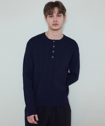 オールウェイズリブドヘンリーネックウォッシャブルニット_Navy(WC25_KN04)