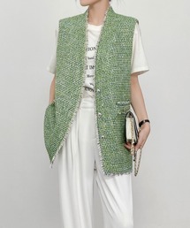 CHUN CHUN NOTES（チュンチュンノーツ）の「大人きれいめツイードベスト｜さっと羽織るだけで華やぎ（ベスト）」