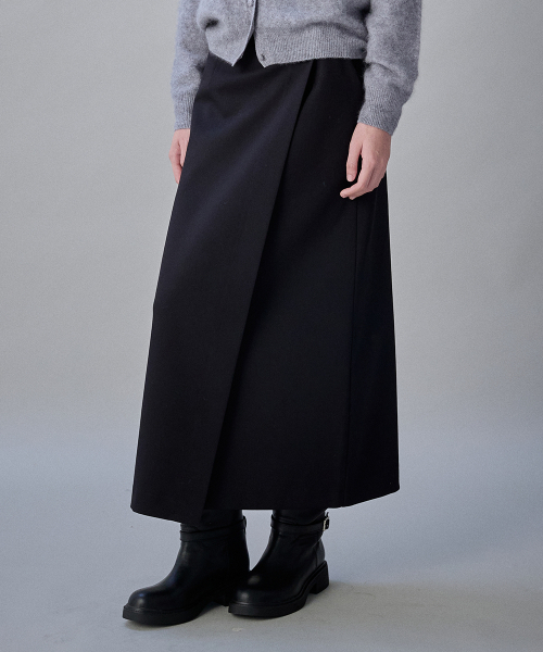 Coquet Layered Wrap Skirt Midnight Black