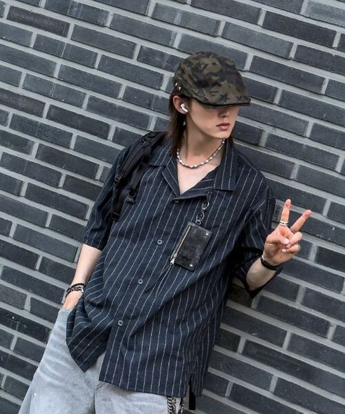 A NOTHING(アナッシング)の「ストライプLCテーラード1/2シャツ(カーキ)(シャツ/ブラウス・レディース・その他・SMALL/MEDIUM/LARGE)」の18枚目の写真