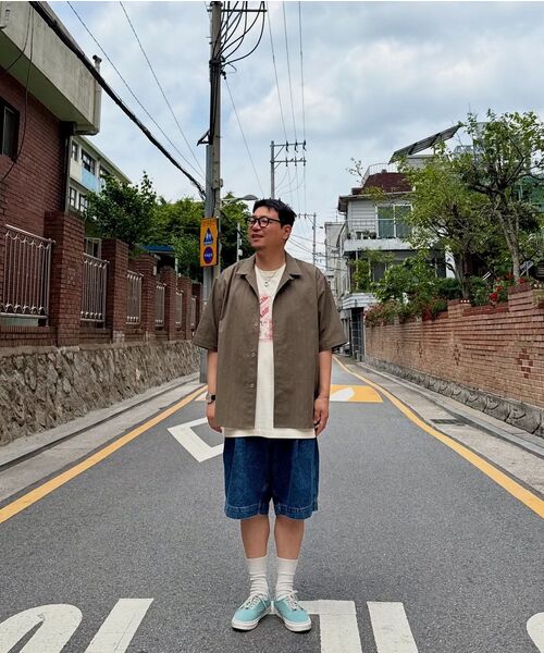 A NOTHING(アナッシング)の「ストライプLCテーラード1/2シャツ(カーキ)(シャツ/ブラウス・レディース・その他・SMALL/MEDIUM/LARGE)」の4枚目の写真