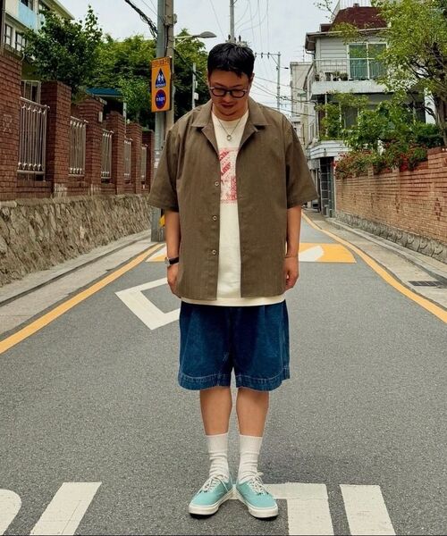 A NOTHING(アナッシング)の「ストライプLCテーラード1/2シャツ(カーキ)(シャツ/ブラウス・レディース・その他・SMALL/MEDIUM/LARGE)」の5枚目の写真