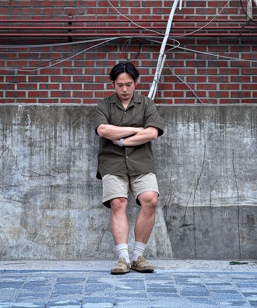 A NOTHING(アナッシング)の「ストライプLCテーラード1/2シャツ(カーキ)(シャツ/ブラウス・レディース・その他・SMALL/MEDIUM/LARGE)」の3枚目の写真