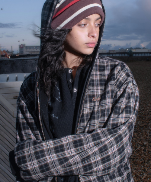 Reversible Check Hoodie Zip-Up Black — двусторонняя толстовка-худи на молнии, черная