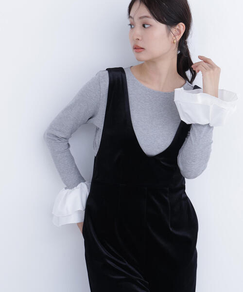 N.(N. Natural Beauty Basic)(エヌエヌナチュラルビューティーベーシック)の「カフスドッキングカットソー(Tシャツ/カットソー・レディース・グレー/オフホワイト/イエロー・フリ-)」の22枚目の写真