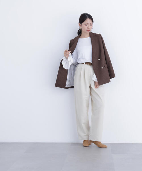 N.(N. Natural Beauty Basic)(エヌエヌナチュラルビューティーベーシック)の「カフスドッキングカットソー(Tシャツ/カットソー・レディース・グレー/オフホワイト/イエロー・フリ-)」の7枚目の写真