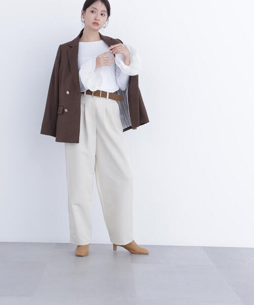 N.(N. Natural Beauty Basic)(エヌエヌナチュラルビューティーベーシック)の「カフスドッキングカットソー(Tシャツ/カットソー・レディース・グレー/オフホワイト/イエロー・フリ-)」の8枚目の写真