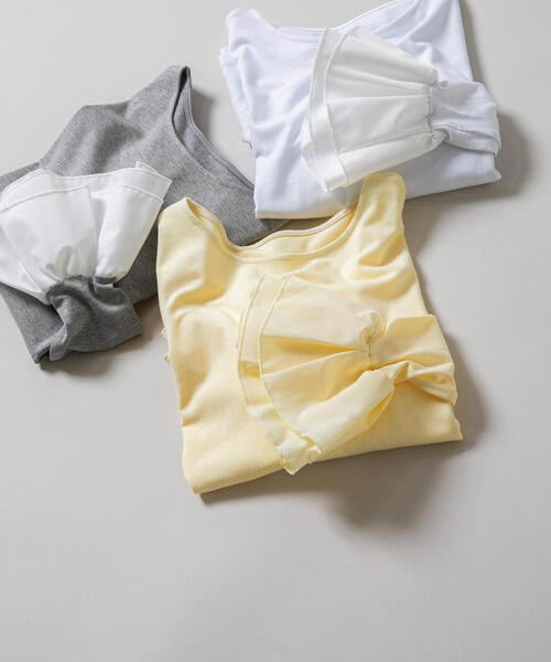 N.(N. Natural Beauty Basic)(エヌエヌナチュラルビューティーベーシック)の「カフスドッキングカットソー(Tシャツ/カットソー・レディース・グレー/オフホワイト/イエロー・フリ-)」の18枚目の写真