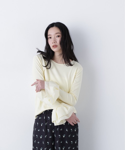 N.(N. Natural Beauty Basic)(エヌエヌナチュラルビューティーベーシック)の「カフスドッキングカットソー(Tシャツ/カットソー・レディース・グレー/オフホワイト/イエロー・フリ-)」の7枚目の写真