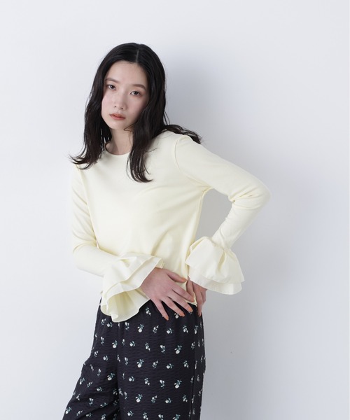 N.(N. Natural Beauty Basic)(エヌエヌナチュラルビューティーベーシック)の「カフスドッキングカットソー(Tシャツ/カットソー・レディース・グレー/オフホワイト/イエロー・フリ-)」の8枚目の写真