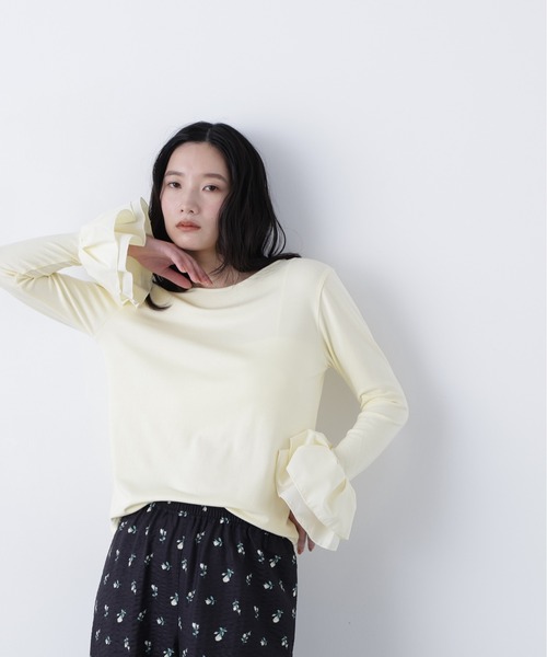 N.(N. Natural Beauty Basic)(エヌエヌナチュラルビューティーベーシック)の「カフスドッキングカットソー(Tシャツ/カットソー・レディース・グレー/オフホワイト/イエロー・フリ-)」の11枚目の写真