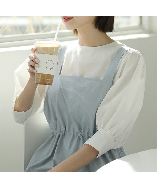 BBAEBBAE(ペッペ)の「シャーリングパフ7部コットンブラウス(シャツ/ブラウス・レディース・アイボリー/ラベンダー・MEDIUM/SMALL)」の2枚目の写真