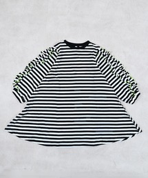 フリルスリーブボーダーワンピース