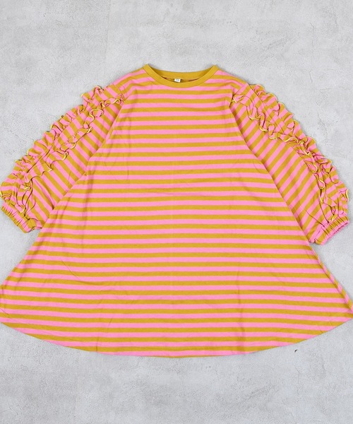 MARKEY'S(マーキーズ)の「フリルスリーブボーダーワンピース(ワンピース・キッズ・ブラック系その他/イエロー系その他/レッド系その他・90/150/140/130/120/110/100)」の19枚目の写真