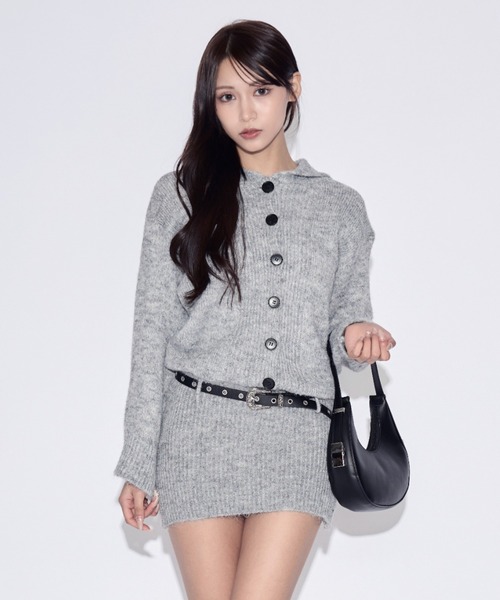 tinkerend(ティンカーエンド)の「2-way Polo Collar Knit Dress / 2wayポロカラーニットワンピース ベルト付き(ニット/セーター・レディース・ライトブラウン/グレー・FREE)」の2枚目の写真