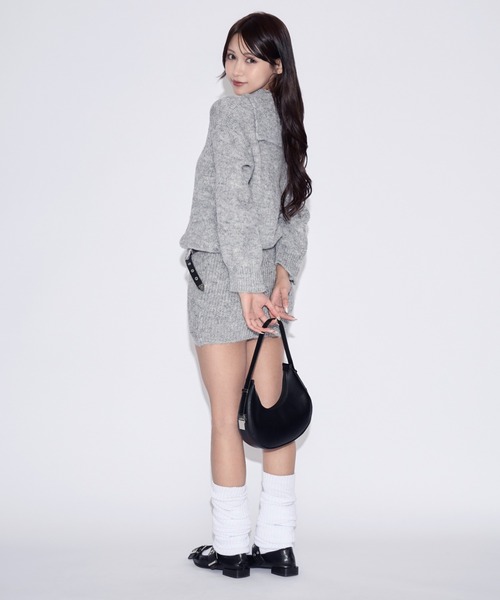 tinkerend(ティンカーエンド)の「2-way Polo Collar Knit Dress / 2wayポロカラーニットワンピース ベルト付き(ニット/セーター・レディース・ライトブラウン/グレー・FREE)」の9枚目の写真