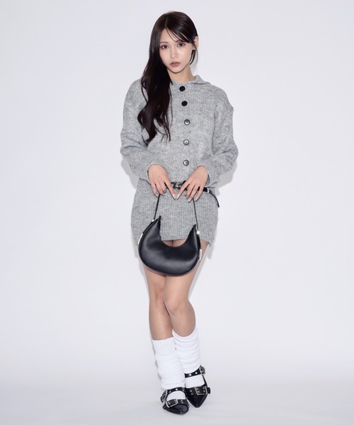 tinkerend(ティンカーエンド)の「2-way Polo Collar Knit Dress / 2wayポロカラーニットワンピース ベルト付き(ニット/セーター・レディース・ライトブラウン/グレー・FREE)」の19枚目の写真
