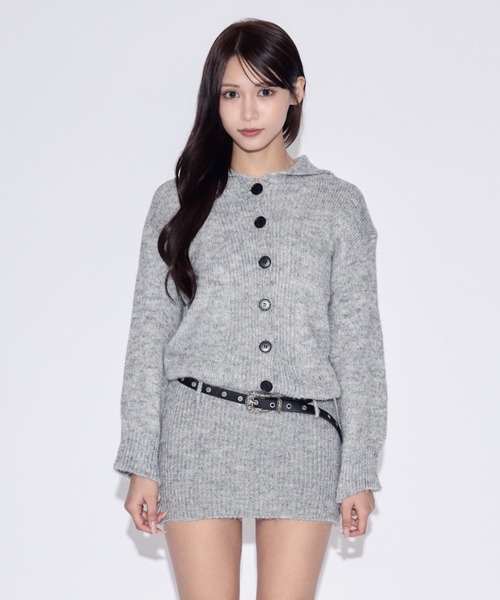 tinkerend(ティンカーエンド)の「2-way Polo Collar Knit Dress / 2wayポロカラーニットワンピース ベルト付き(ニット/セーター・レディース・ライトブラウン/グレー・FREE)」の14枚目の写真
