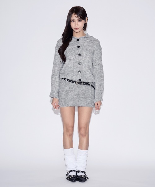 tinkerend(ティンカーエンド)の「2-way Polo Collar Knit Dress / 2wayポロカラーニットワンピース ベルト付き(ニット/セーター・レディース・ライトブラウン/グレー・FREE)」の17枚目の写真