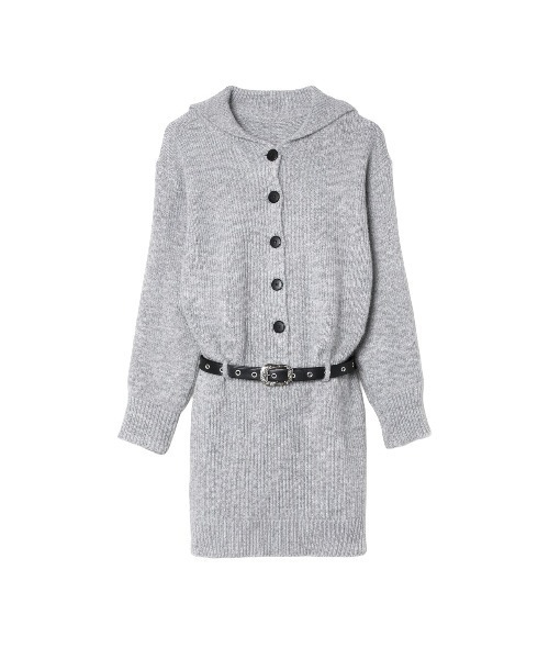 tinkerend(ティンカーエンド)の「2-way Polo Collar Knit Dress / 2wayポロカラーニットワンピース ベルト付き(ニット/セーター・レディース・ライトブラウン/グレー・FREE)」の3枚目の写真