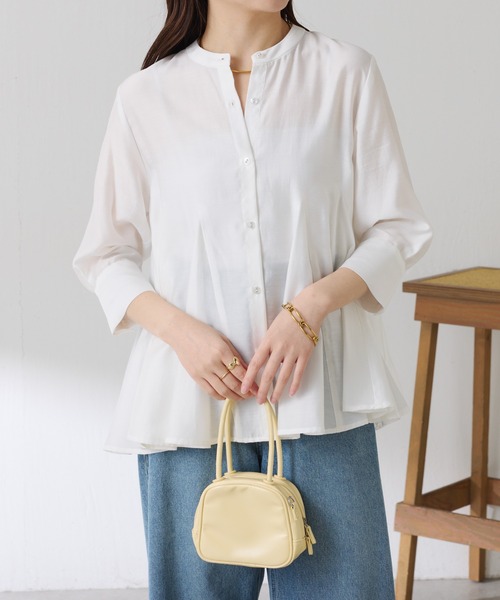 COLLAGE GALLARDAGALANTE(コラージュガリャルダガランテ)の「マチ切替ブラウス(シャツ/ブラウス・レディース・ピンク/ホワイト・FREE)」の4枚目の写真