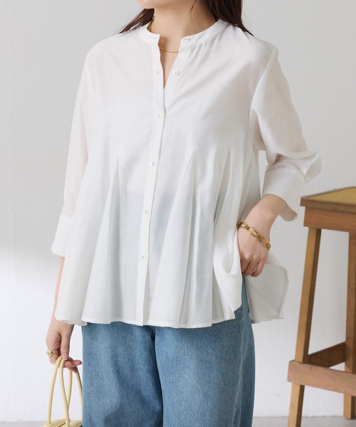 COLLAGE GALLARDAGALANTE(コラージュガリャルダガランテ)の「マチ切替ブラウス(シャツ/ブラウス・レディース・ピンク/ホワイト・FREE)」の6枚目の写真