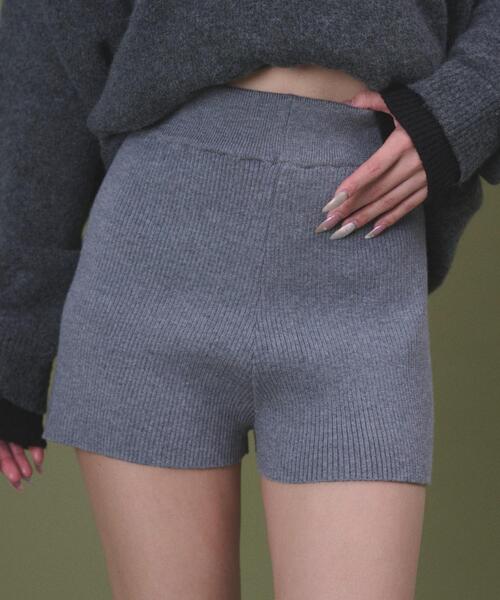 dispark（ディスパーク）の「DISPARK/【26年春夏新作】リブニットショートパンツ（スラックス・レディース・ブラック/杢グレー・FREE）」の2枚目の写真