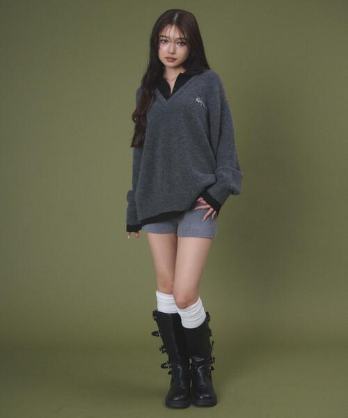 dispark（ディスパーク）の「DISPARK/【26年春夏新作】リブニットショートパンツ（スラックス・レディース・ブラック/杢グレー・FREE）」の4枚目の写真