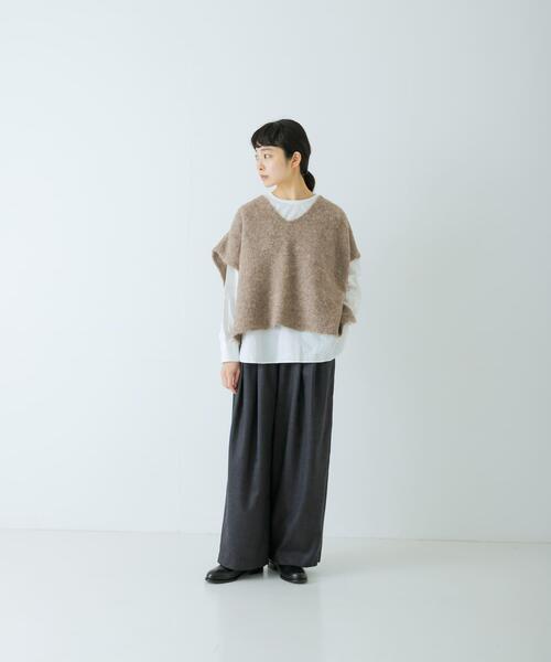 かぐれ（カグレ）の「アルパカワイドニットベスト（ベスト・レディース・グレー/ブラウン・FREE）」の11枚目の写真