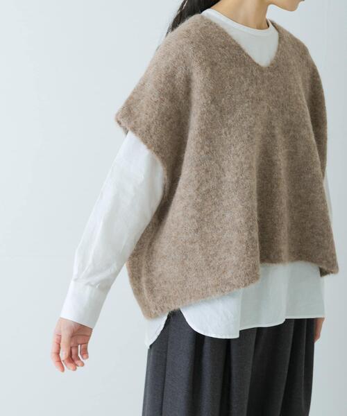 かぐれ（カグレ）の「アルパカワイドニットベスト（ベスト・レディース・グレー/ブラウン・FREE）」の17枚目の写真