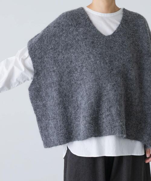 かぐれ（カグレ）の「アルパカワイドニットベスト（ベスト・レディース・グレー・FREE）」の14枚目の写真