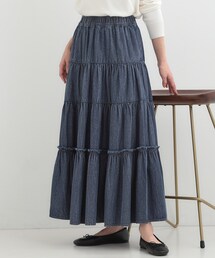 SHOO・LA・RUE | 【ライトオンスデニム/S-LL】女性らしさをプラスする ティアードデニムロングスカート(デニムスカート)