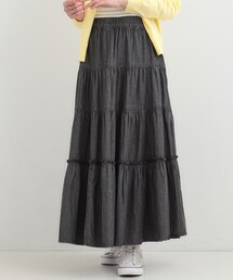 SHOO・LA・RUE | 【ライトオンスデニム/S-LL】女性らしさをプラスする ティアードデニムロングスカート(デニムスカート)