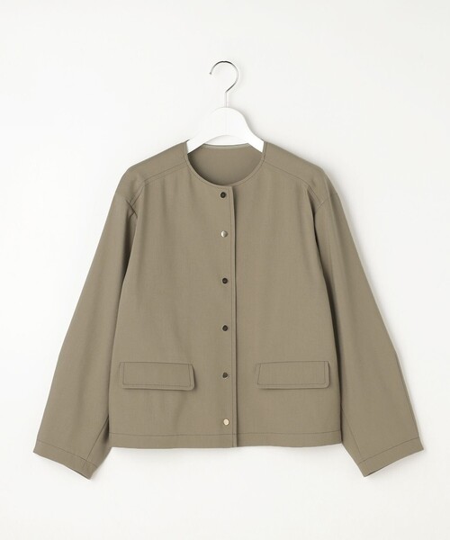 自由区（ジユウク）の「リネンストレッチノーカラー ジャケット（ノーカラージャケット・レディース・ベージュ系/アイボリー系/カーキ系・32）」の20枚目の写真