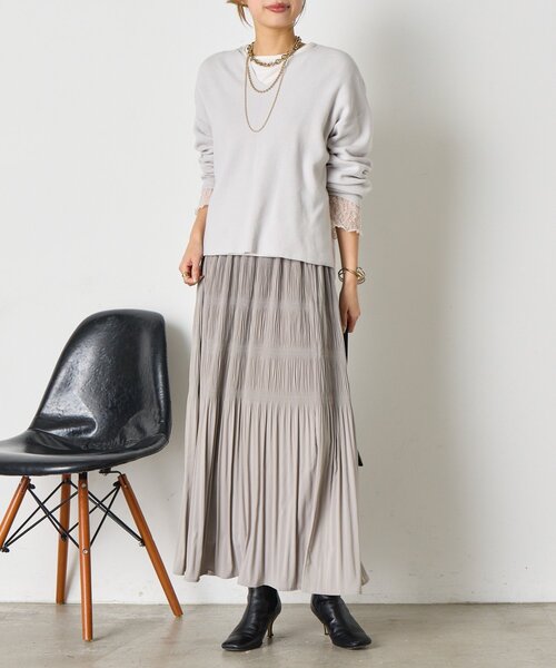 Jena espace merveilleux(ジェナ エスパスメルヴェイユ)の「【動きで魅せる】ランダムプリーツスカート(スカート・レディース・パープル/ライトグレー/ブラック・FREE)」の12枚目の写真