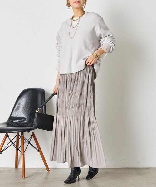 Jena espace merveilleux(ジェナ エスパスメルヴェイユ)の「【動きで魅せる】ランダムプリーツスカート(スカート・レディース・パープル/ライトグレー/ブラック・FREE)」の13枚目の写真